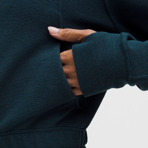 Lululemon Scuba Cropped Funnel Half Zip Waffle NWT S Indochine Blue - Picture 5 of 12